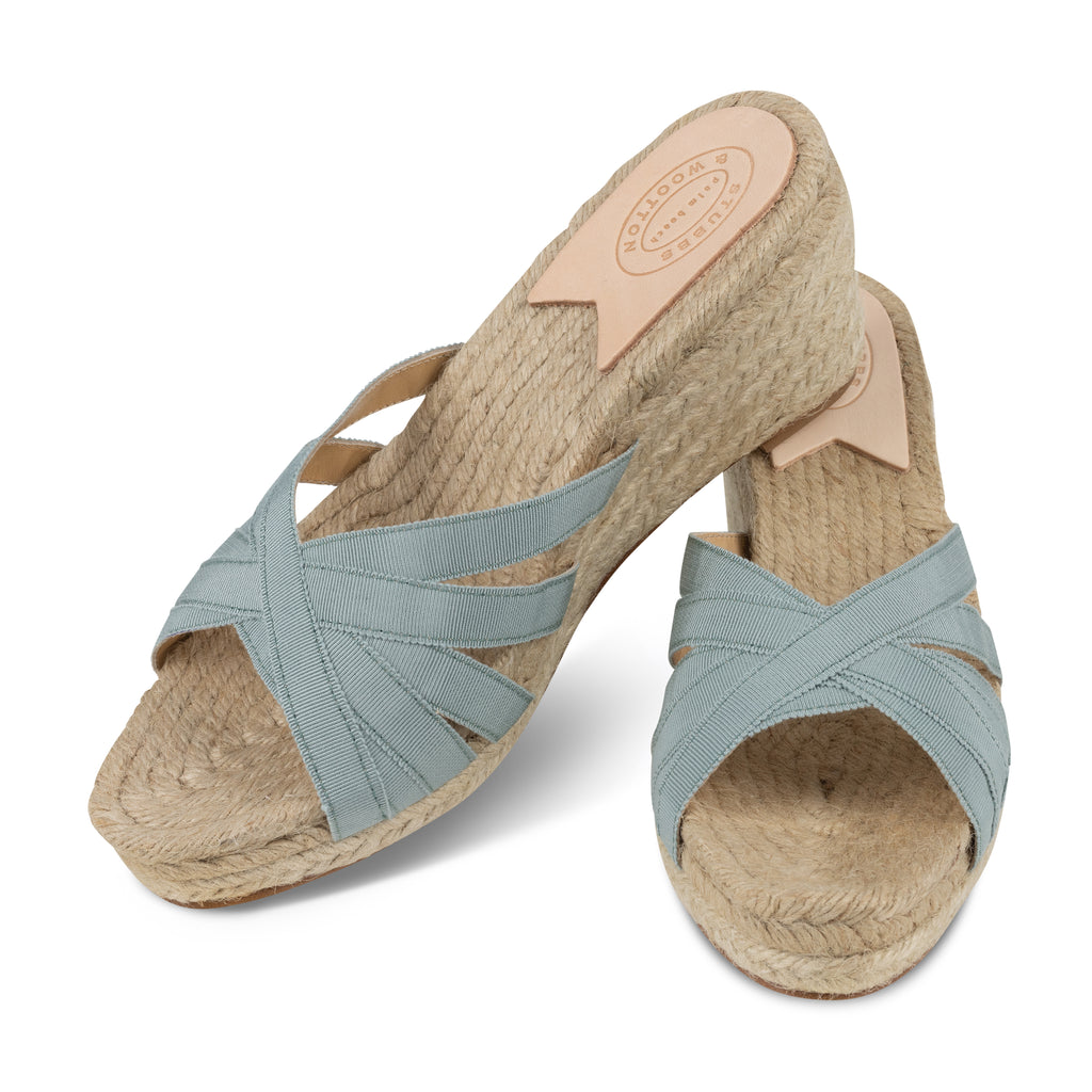 Our Celadon Kelly Espadrille Heel item is photographed here against a white background.