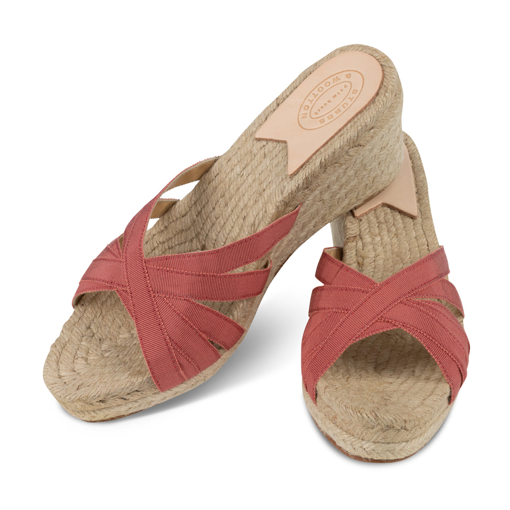 Our Red Coral Kelly Espadrille Heel item is photographed here against a white background.