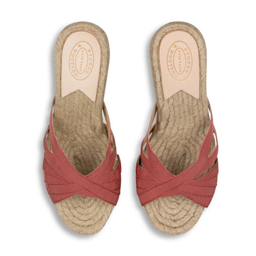 Our Red Coral Grace Espadrille Heel item is photographed here against a white background.