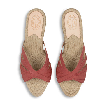 Our Red Coral Kelly Espadrille Heel item is photographed here against a white background.