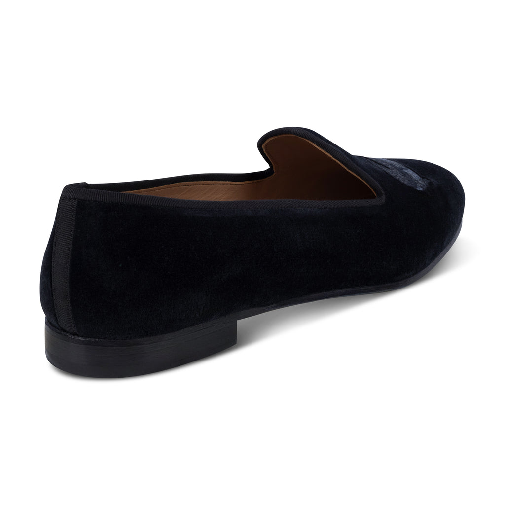 Our Gator Noir Velvet Slipper (Women) item is photographed here against a white background.