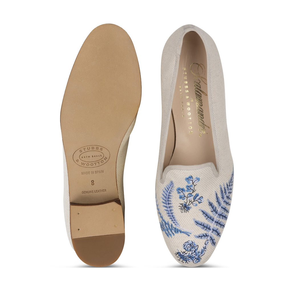 Our Ferns Flax Linen Slipper (Women) item is photographed here against a white background.