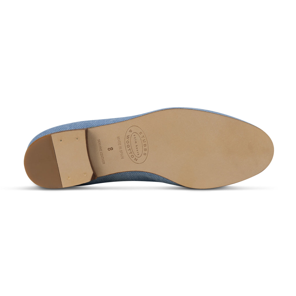 Our Ferns Azure Linen Slipper (Women) item is photographed here against a white background.