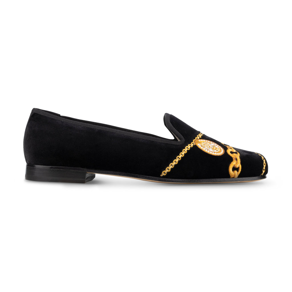 Our Charmed Noir Velvet Slipper (Women) item is photographed here against a white background.