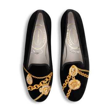 Our Charmed Noir Velvet Slipper (Women) item is photographed here against a white background.