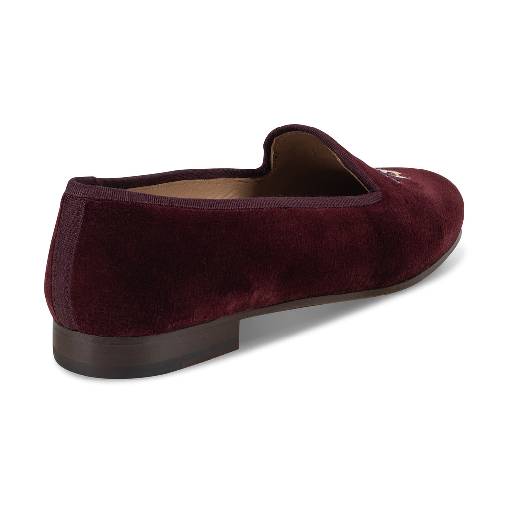 Our Regalia Burgundy Velvet Slipper (Women) item is photographed here against a white background.