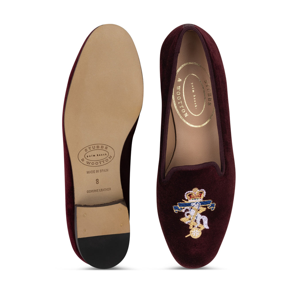 Our Regalia Burgundy Velvet Slipper (Women) item is photographed here against a white background.