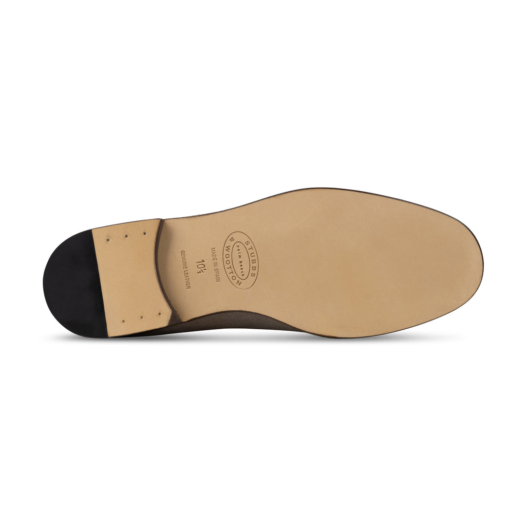 Our Split Gray Suede Venetian (Men) item is photographed here against a white background.
