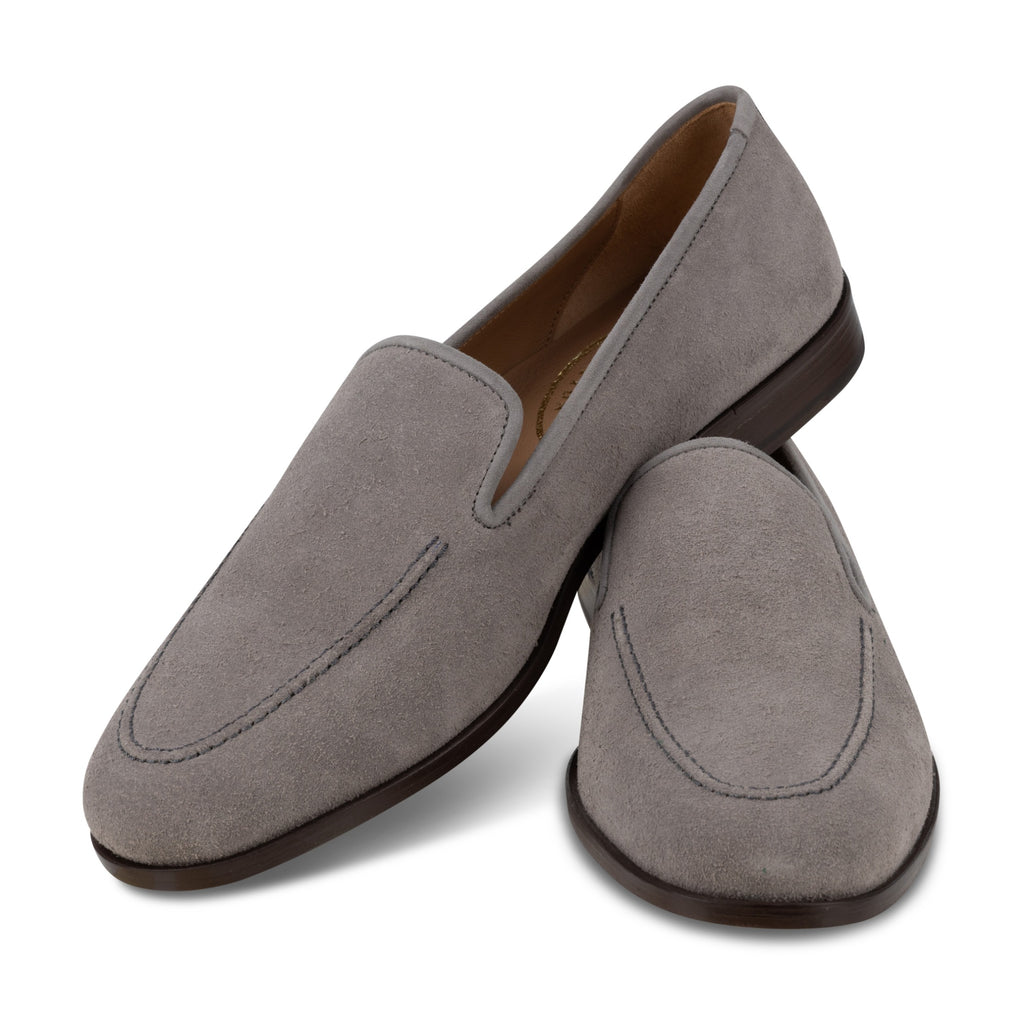 Our Split Gray Suede Venetian (Men) item is photographed here against a white background.