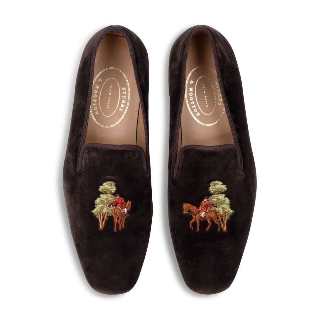 Our The Hunt Espresso Velvet UK (Men) item is photographed here against a white background.