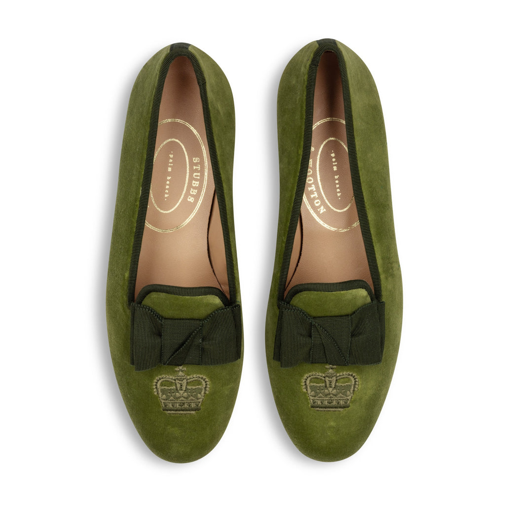 Our Accoutrement Sage Velvet Slipper (Women) item is photographed here against a white background.