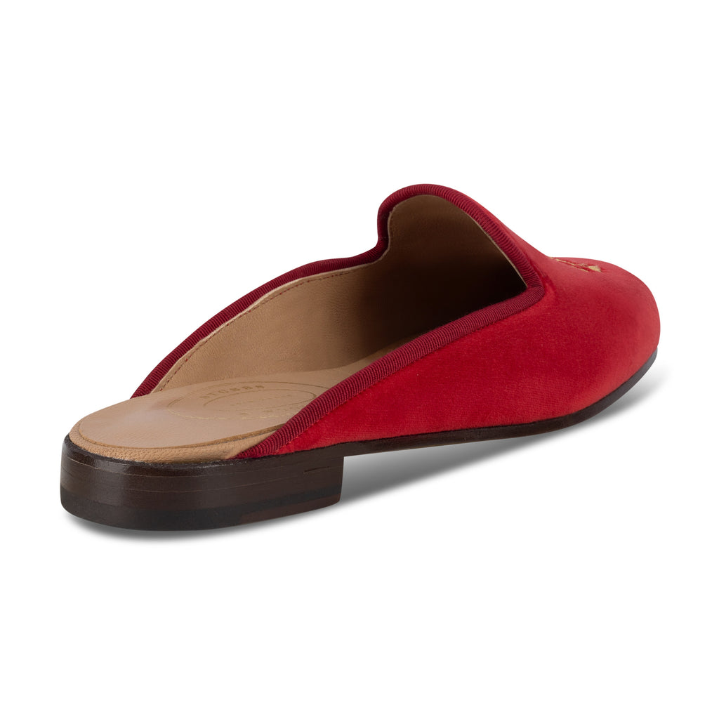 Our Valor Scarlet Velvet Mule (Women) item is photographed here against a white background.