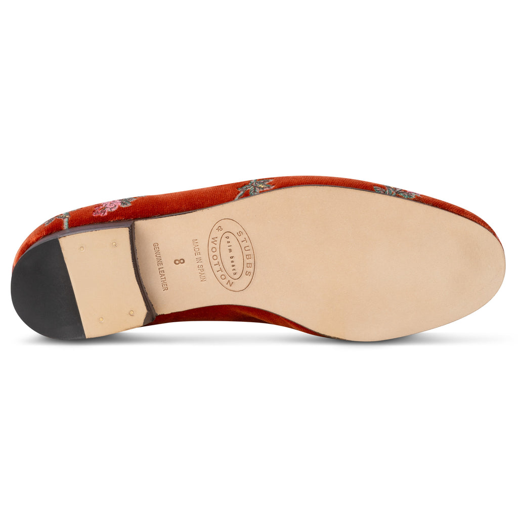 Our Marble Shimmer Rust Velvet Slipper (Women) item is photographed here against a white background.