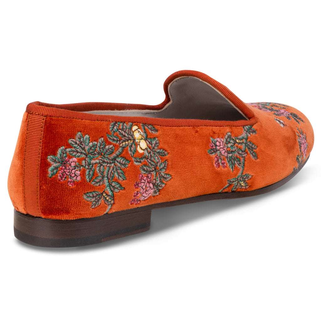 Our Marble Shimmer Rust Velvet Slipper (Women) item is photographed here against a white background.