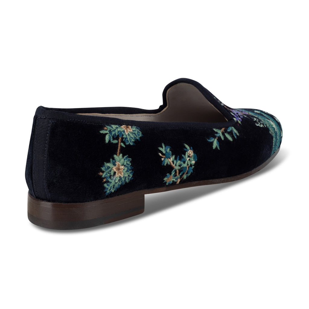 Our Midnight Grove Navy Velvet Slipper (Women) item is photographed here against a white background.