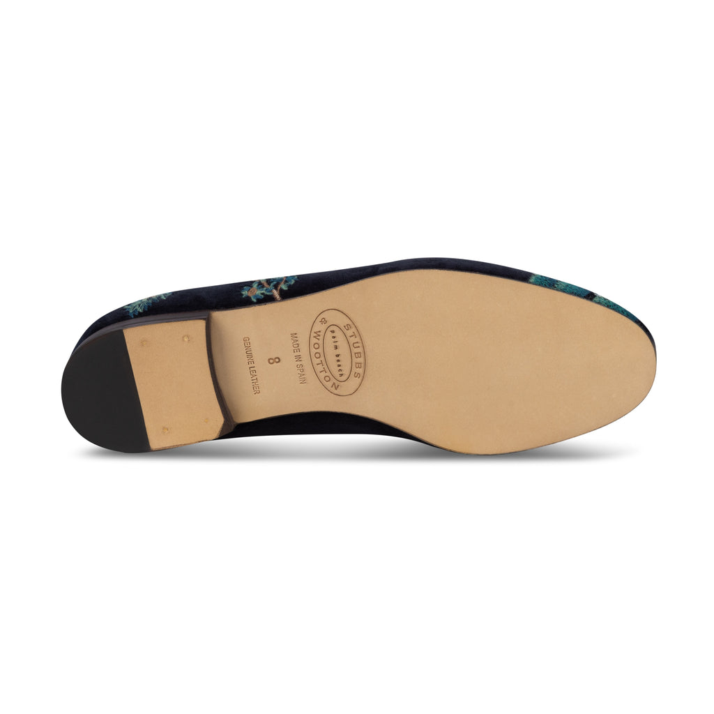 Our Midnight Grove Navy Velvet Slipper (Women) item is photographed here against a white background.