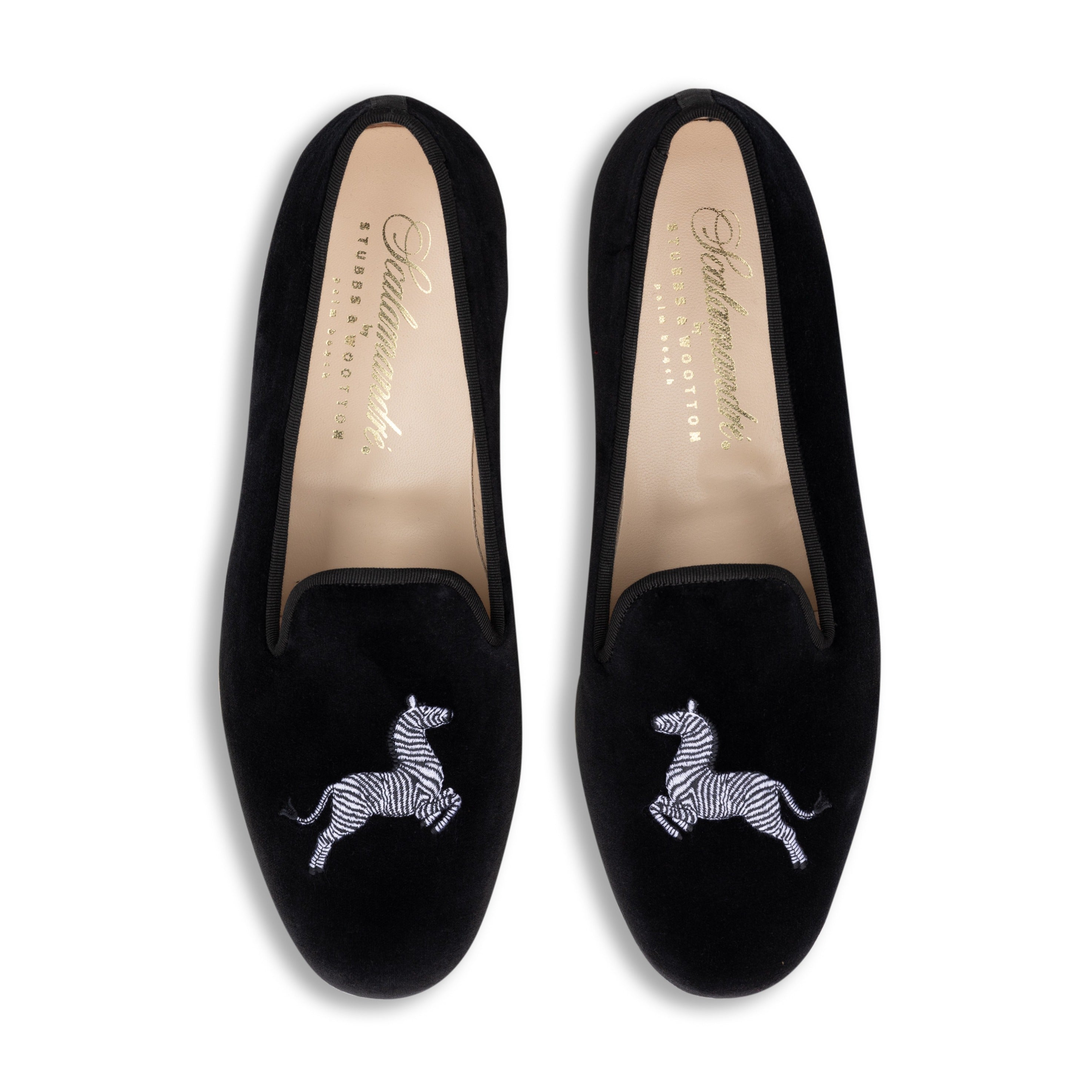 Zebra Black Velvet Slipper (Men)