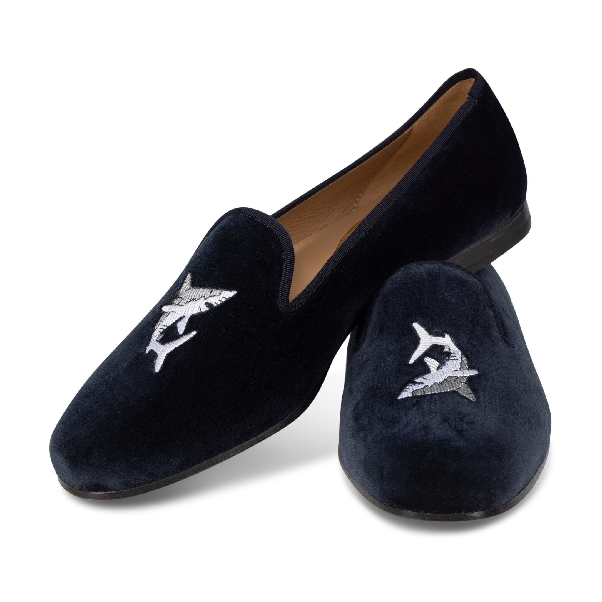 Shark Navy Velvet Slipper (Women)