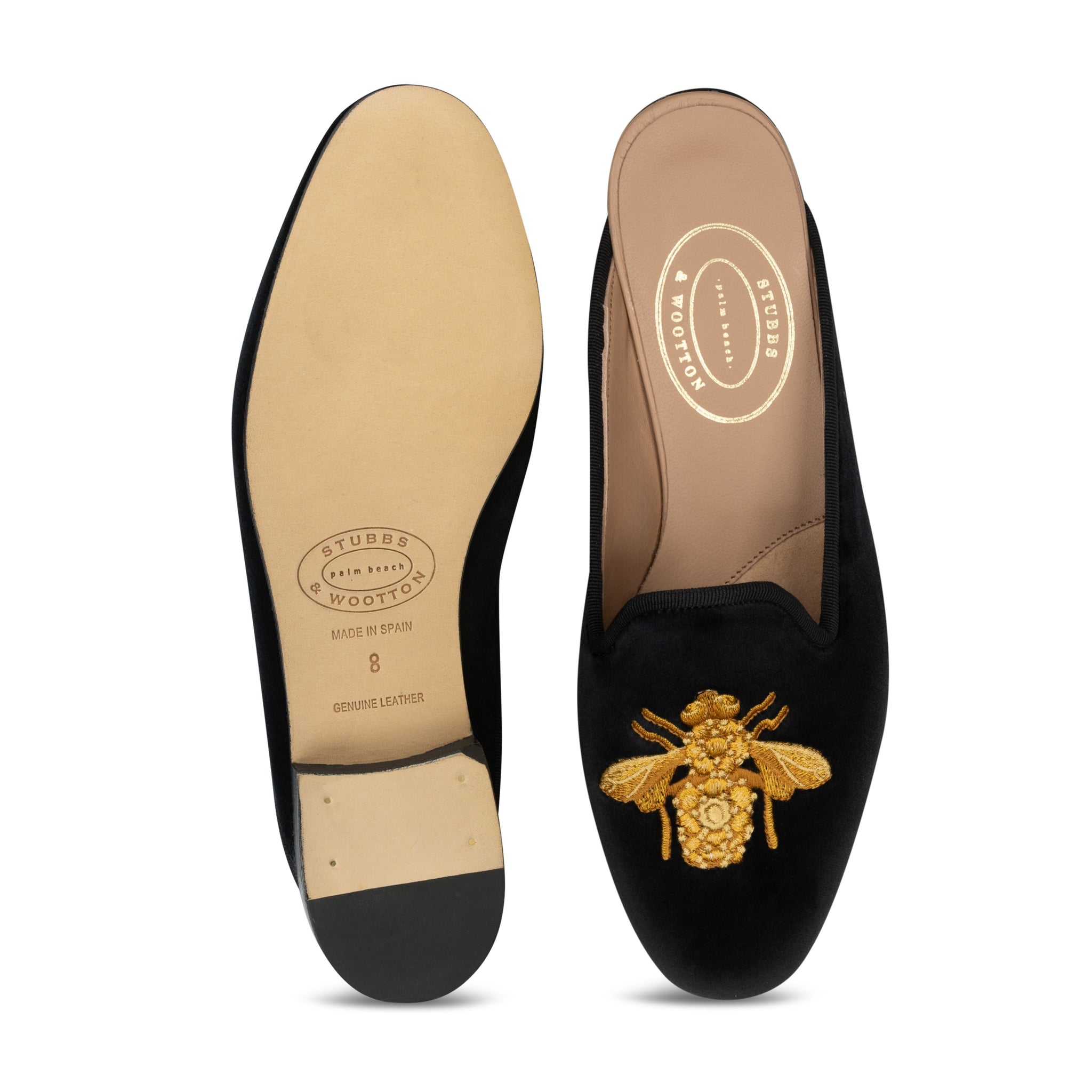 Stubbs & Wootton Bee Noir Velvet Mule (Women) Black / 9 / Women Stubbs & Wootton Bee Noir Velvet Mule (Women) Black / 9 / Women
