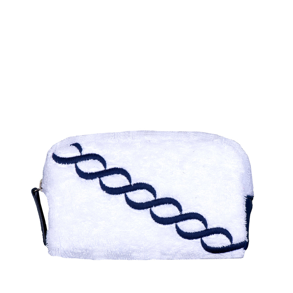 Our Treccia Navy Clutch item photographed here against a white background.