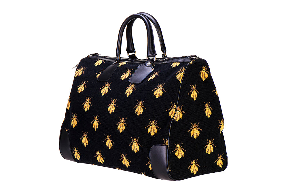 Stubbs & Wootton Knit Bumble Bee Weekender Bag - Black Luggage and