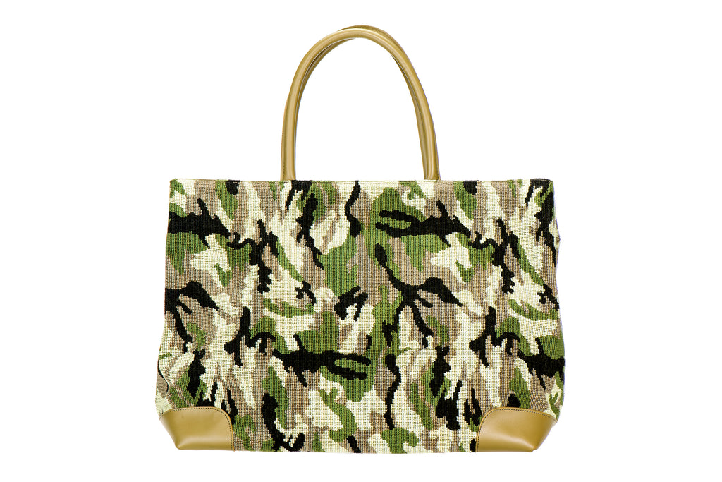Our Camo Tote item is photographed here against a white background.