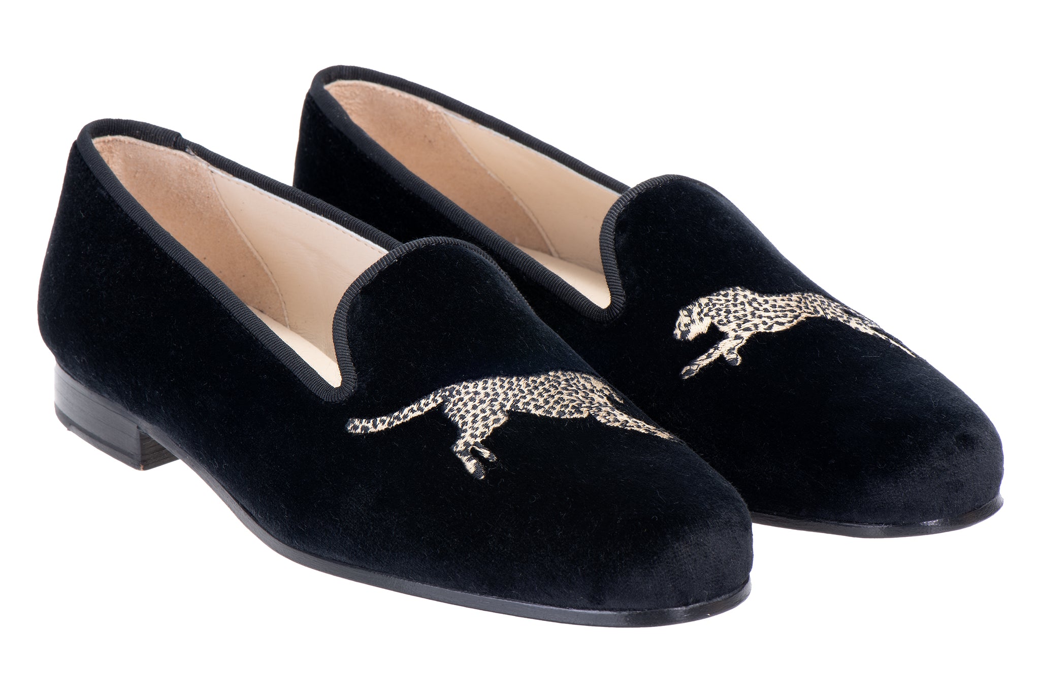 Cheetah Black Velvet Slipper (Men) - Main Image