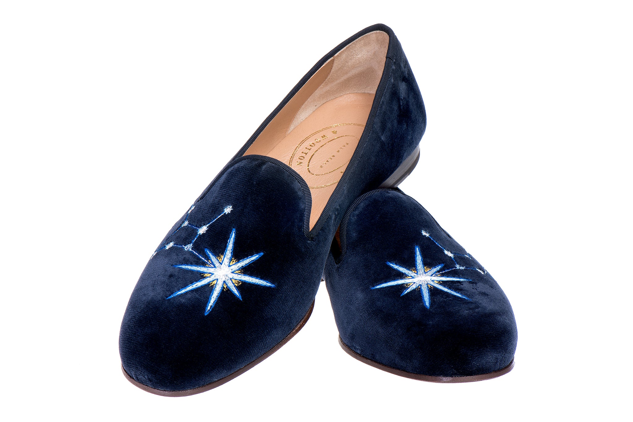 STUBBS & WOOTTON Navy Velvet PLANETS Smoking Slippers Shoes - Men 9 / Women 10.5 Men main image 4