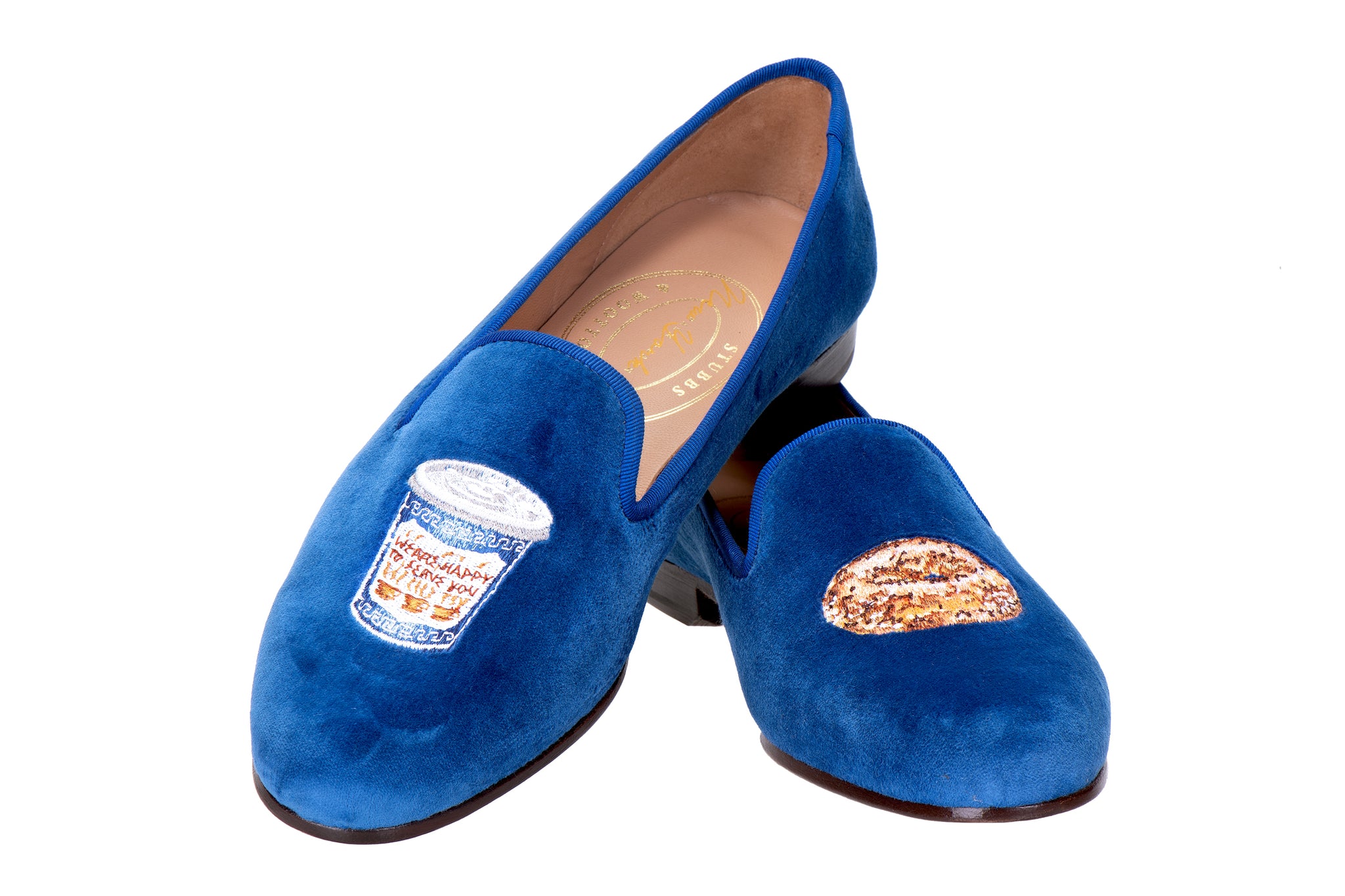 Breakfast Blue Velvet Slipper (Men)